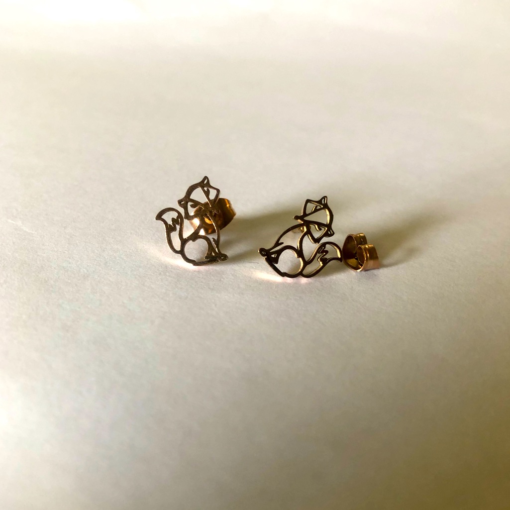 Tiny Geometric Fox Stud Earrings